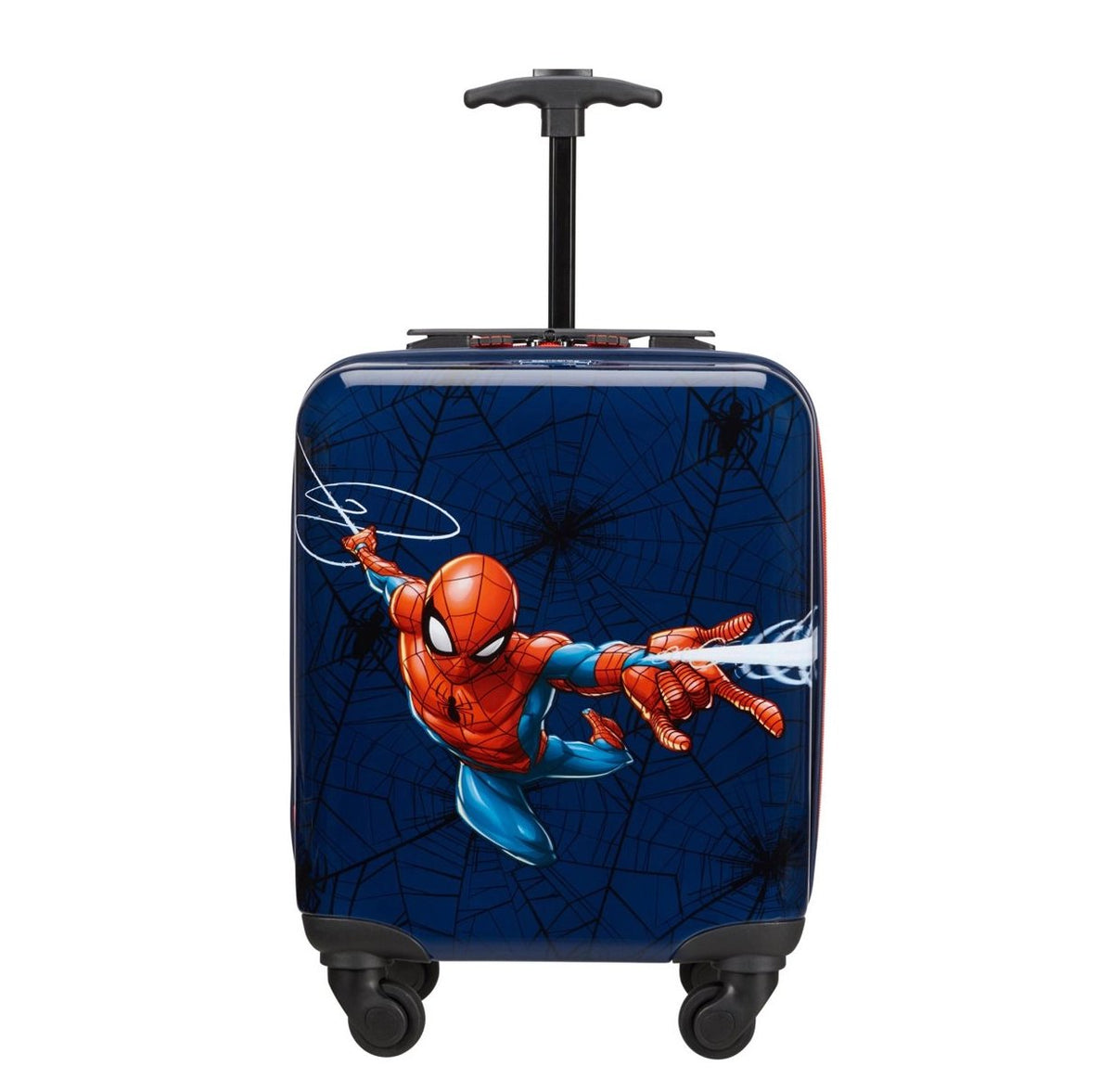 Blauwe kinderkoffer met Spiderman print, 4 wielen en uitschuifbare handgreep - trolley voor kinderen