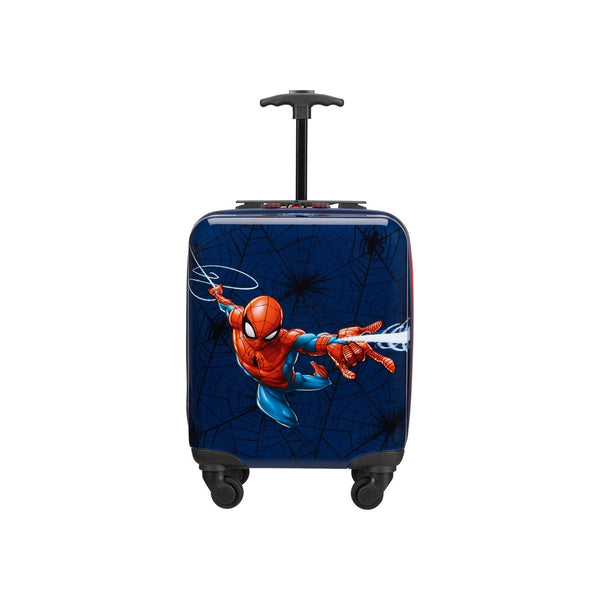 Blauwe kinderkoffer met Spiderman print, 4 wielen en uitschuifbare handgreep - trolley voor kinderen