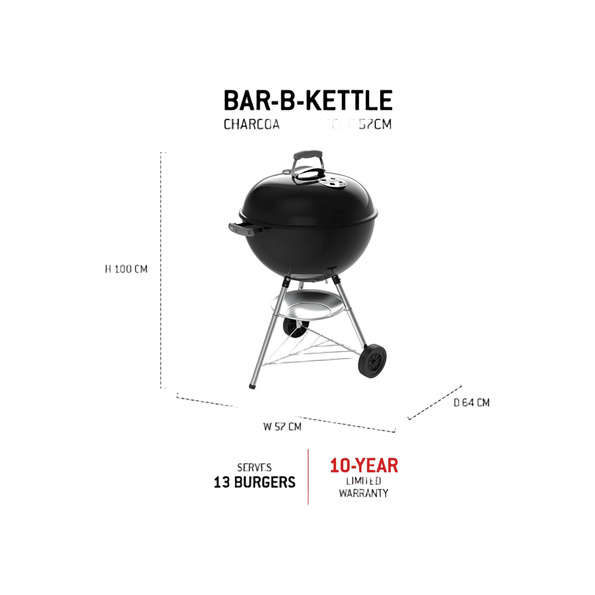 Weber Bar-B-Kettle Holzkohlegrill Ø 57 cm Schwarz