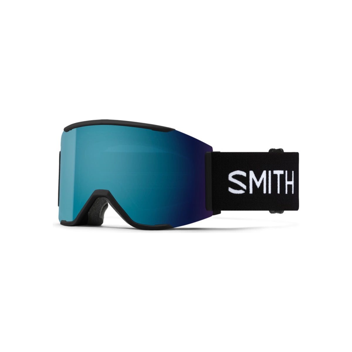 Smith skibril met zwart frame en blauwe spiegellens - wintersport zonnebril voor skiën en snowboarden