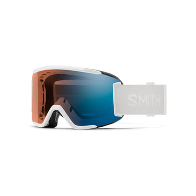 Smith skibril wit met verwisselbare lens blauw en oranje voor wintersport