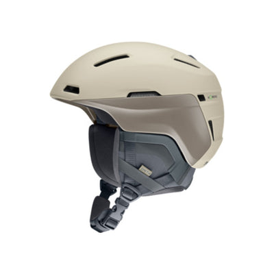 Beige ski- en snowboardhelm met verstelbaar ventilatiesysteem en zachte gevoerde binnenvoering