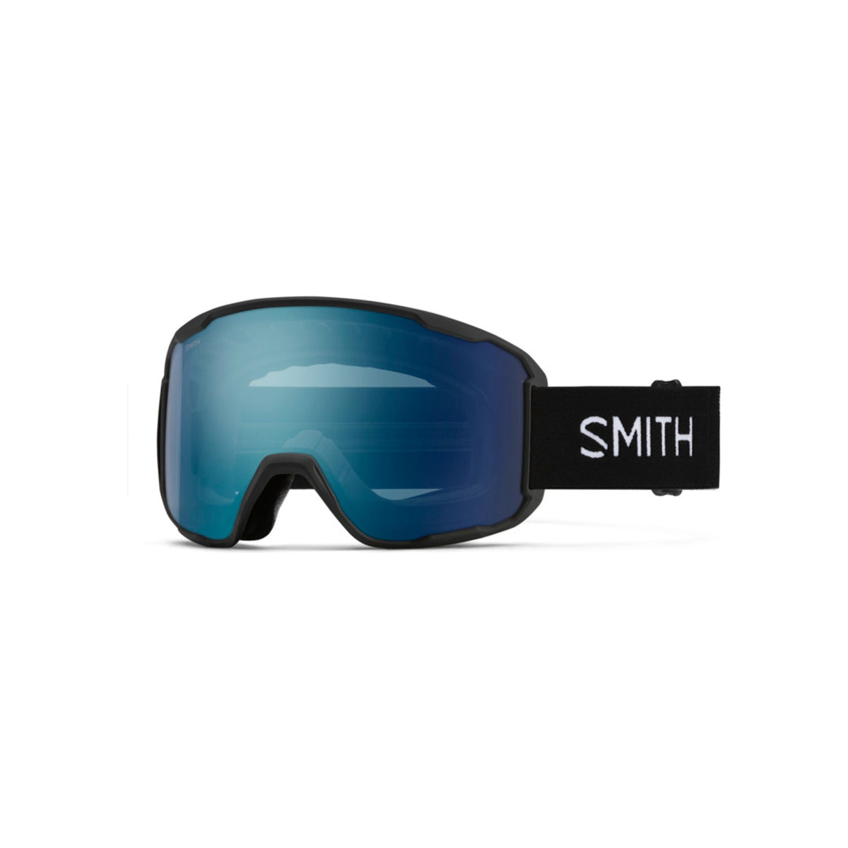 Smith skibril met blauwe spiegellens en zwart frame - hoogwaardige snowboardbril