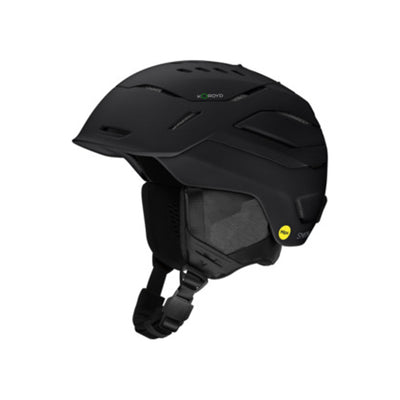 Zwarte ski- en snowboardhelm met MIPS-technologie, verstelbaar ventilatiesysteem en veilige pasvorm