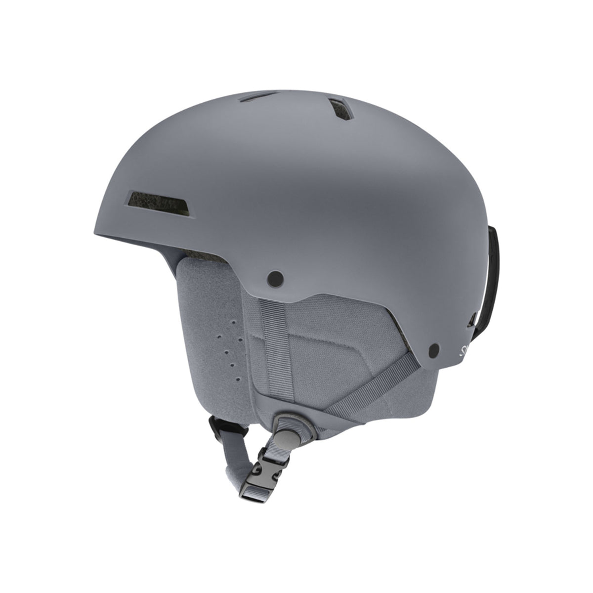 Grijze ski- en snowboardhelm met verstelbare pasvorm en ventilatieopeningen voor veiligheid op de piste