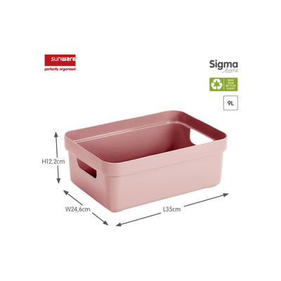 Sunware Sigma opbergbox 9L roze kunststof met handgrepen, afmetingen 35x26x14cm, duurzaam en praktisch