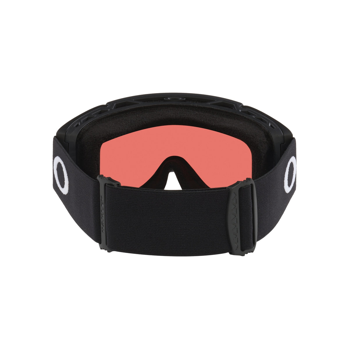 Zwarte skibril met roze lens en verstelbare hoofdband voor wintersporten
