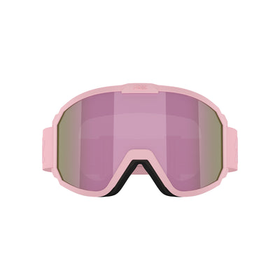 Roze skibril met spiegelende lens en breed gezichtsveld voor wintersport