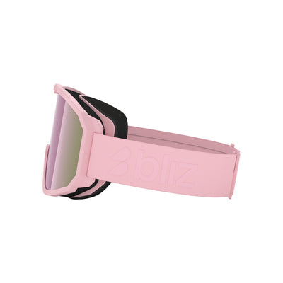 Roze skibril met spiegelende lens en verstelbare hoofdband voor wintersport