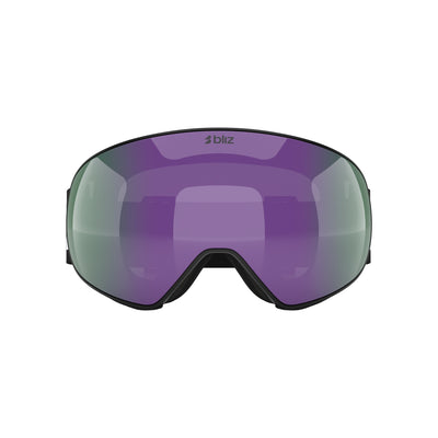 Skibril met paarse spiegellens en zwart frame - hoogwaardige snowboardbril voor wintersport