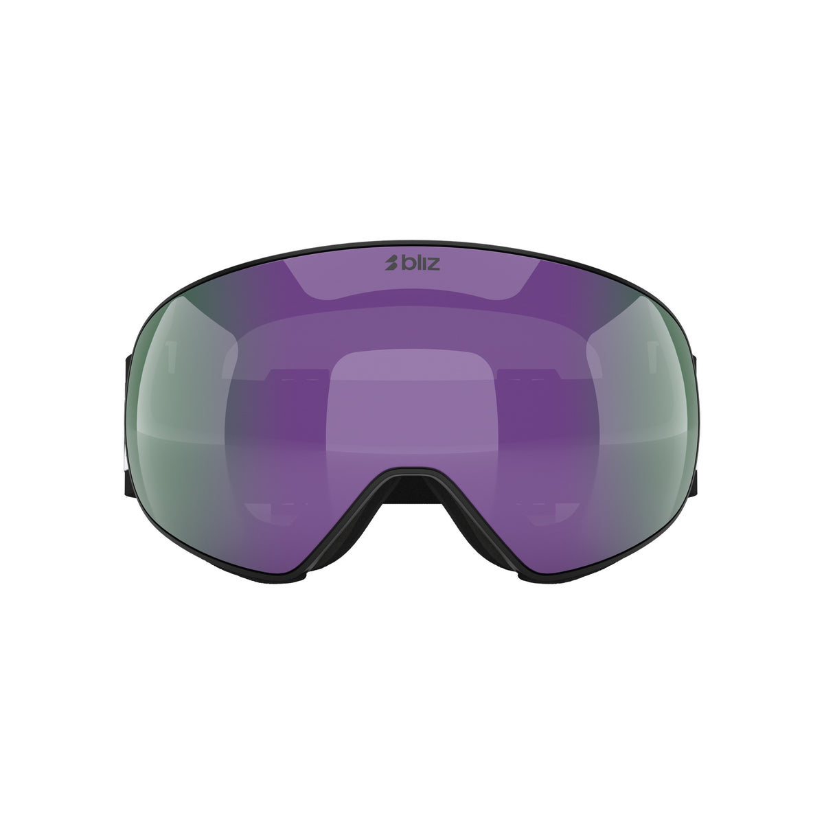 Skibril met paarse spiegellens en zwart frame - hoogwaardige snowboardbril voor wintersport