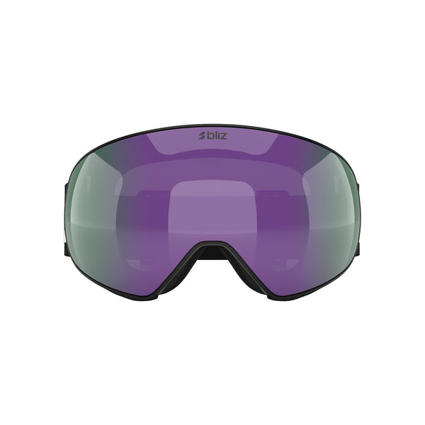 Skibril met paarse spiegellens en zwart frame - hoogwaardige snowboardbril voor wintersport