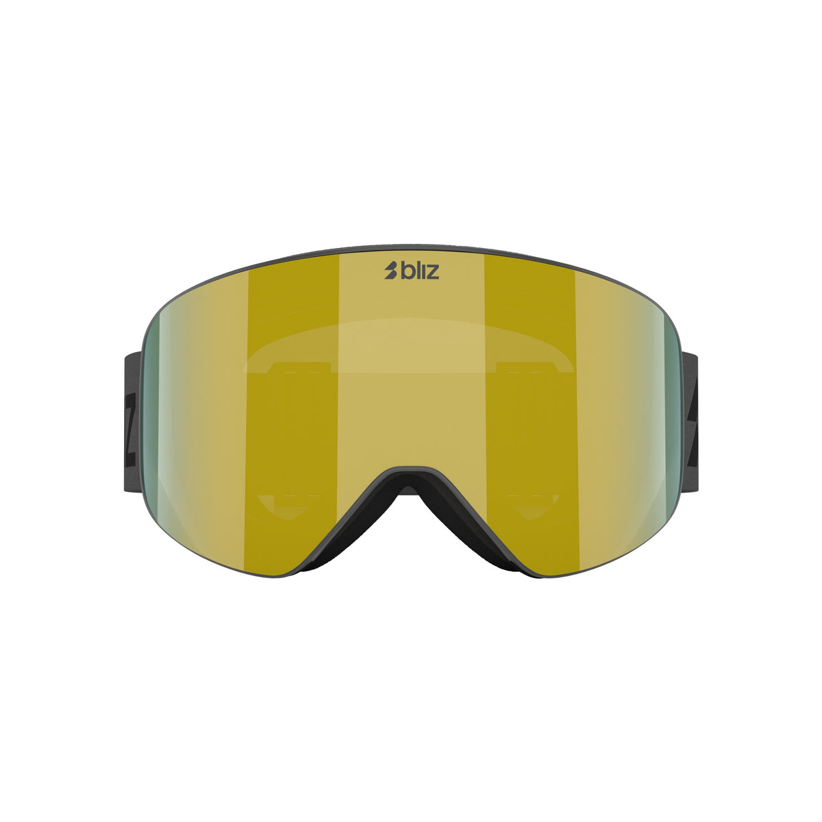 Skibril met goudgeel spiegelend lens en grijs frame voor wintersport en snowboarden