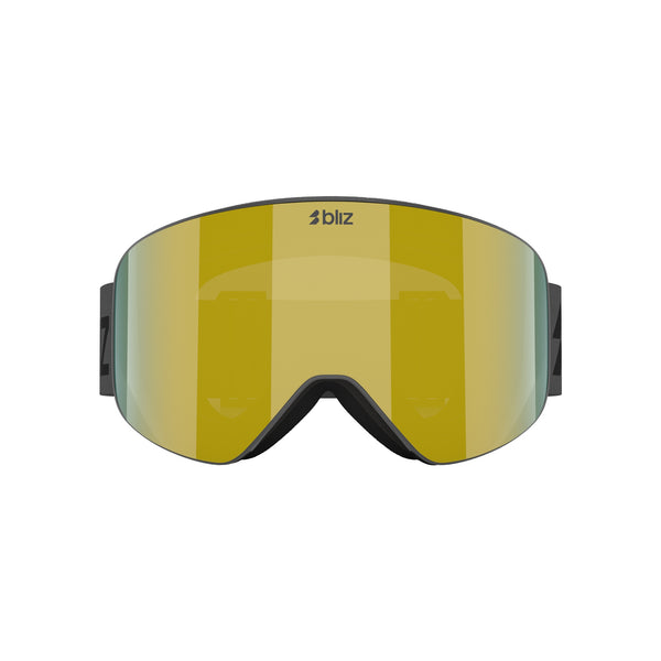 Skibril met goudgeel spiegelend lens en grijs frame voor wintersport en snowboarden