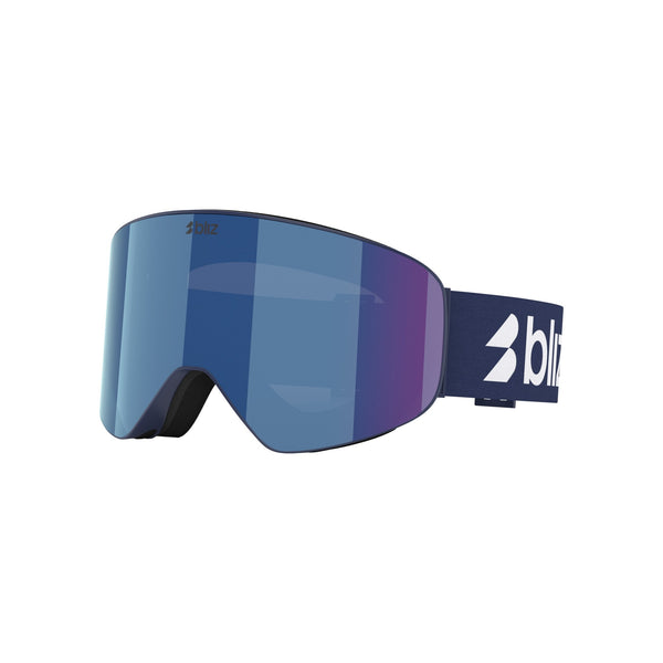 Blauwe skibril met spiegelende lens en verstelbare band - wintersportbescherming