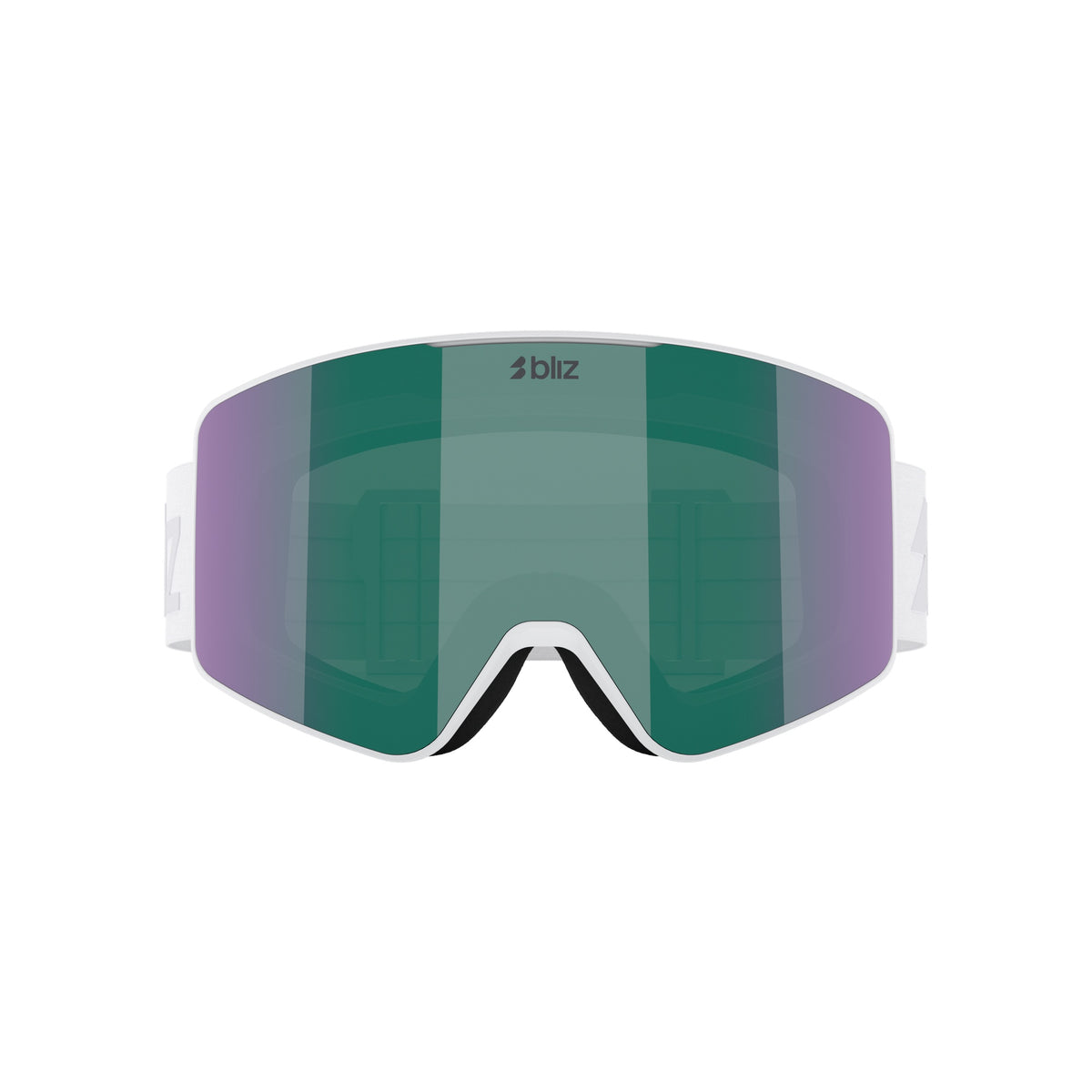 Skibril met cilinder lens en groene spiegellens met witte frame voor wintersport