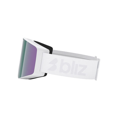 Witte skibril met paarse spiegellens en verwisselbare lens - unisex wintersportbril