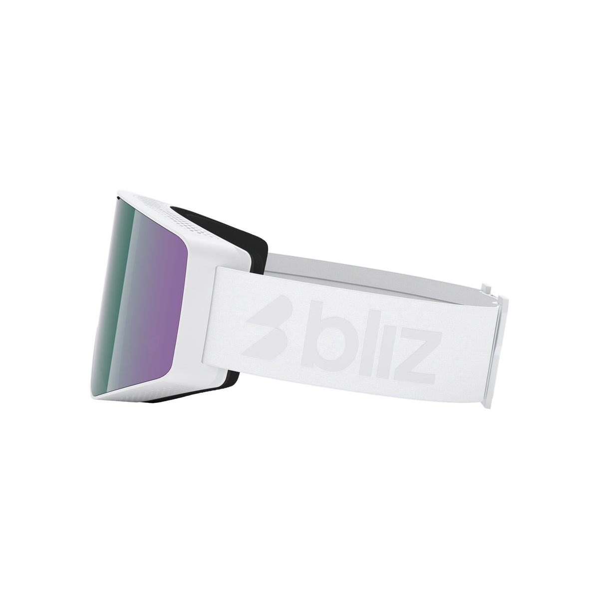 Witte skibril met paarse spiegellens en verwisselbare lens - unisex wintersportbril
