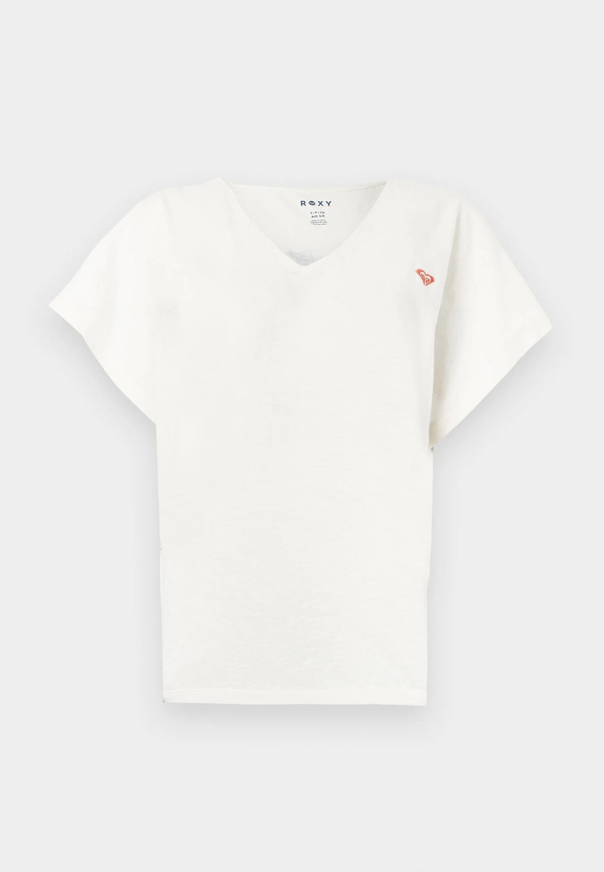 Wit meisjes t-shirt met V-hals en klein rood hartje logo - LOOXS basic katoenen shirt