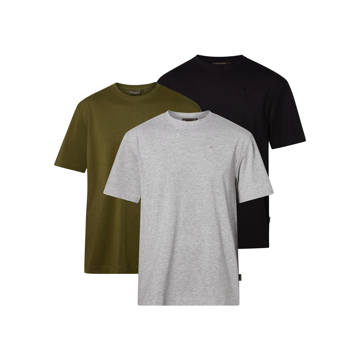 Pinewood® 3-pack T-shirt M's — GreyMel/Pine/Black