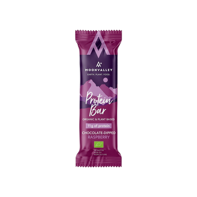 Moonvalley Organic Protein Bar - Chocolate Dipped Raspberry