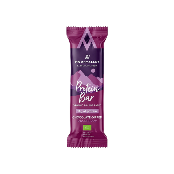 Moonvalley Organic Protein Bar - Chocolate Dipped Raspberry