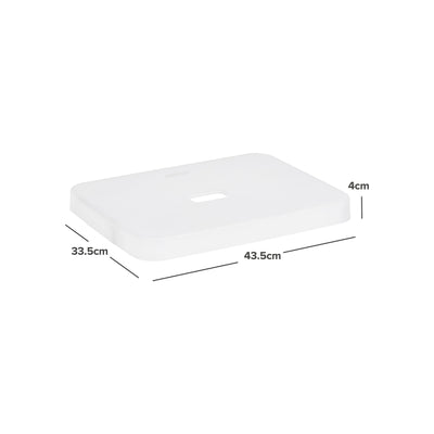 Witte opbergdoos met deksel, afmetingen 43.5cm x 33.5cm x 4cm, platte container voor opslag