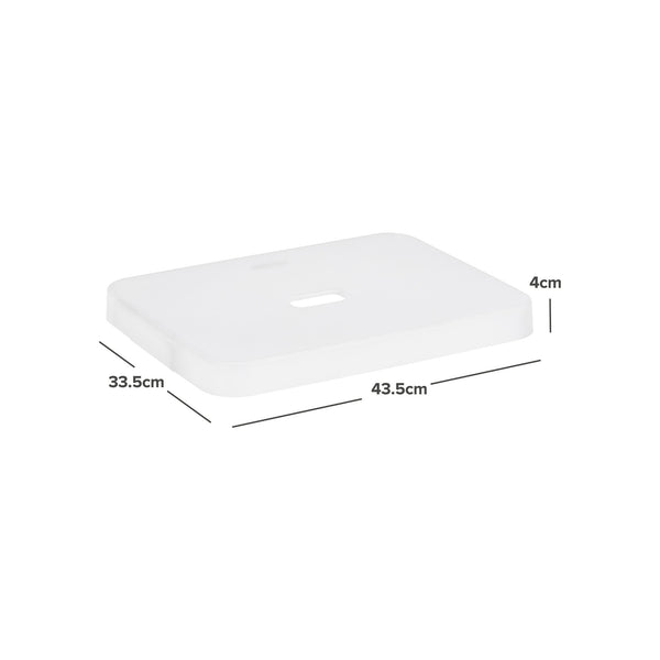 Witte opbergdoos met deksel, afmetingen 43.5cm x 33.5cm x 4cm, platte container voor opslag
