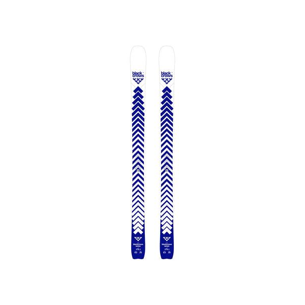 Black Crows Camox Freebird all-mountain freeski's met blauwe chevron-grafiek en witte tip en staart