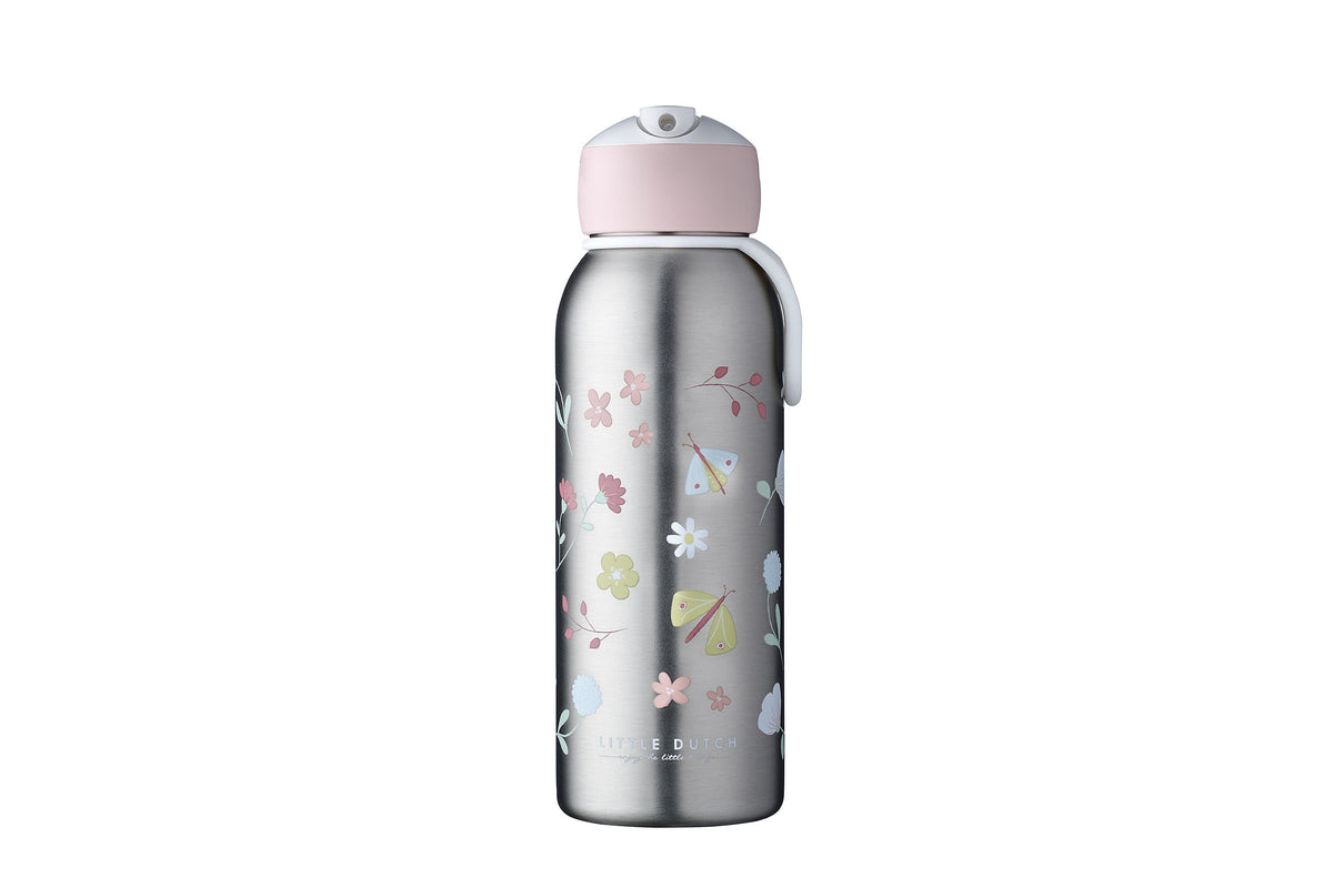 isoleerfles flip-up campus 350 ml - flowers & butterflies