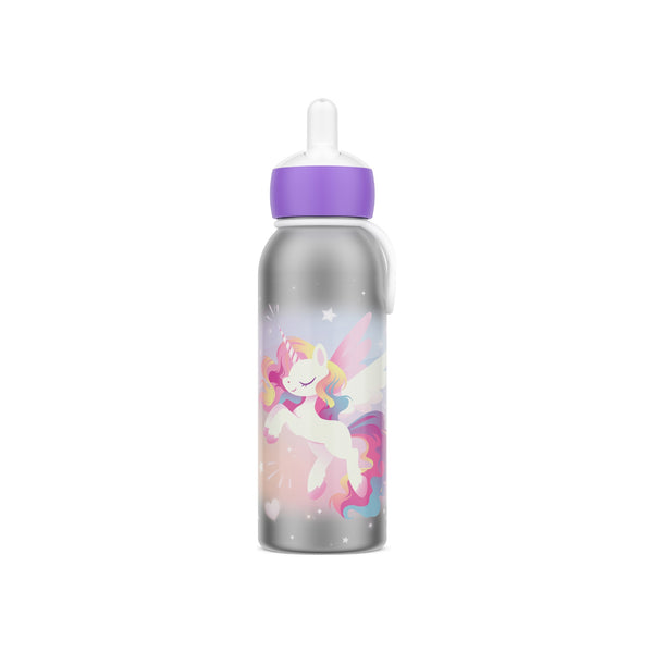 isoleerfles flip-up campus 350 ml - unicorn glow