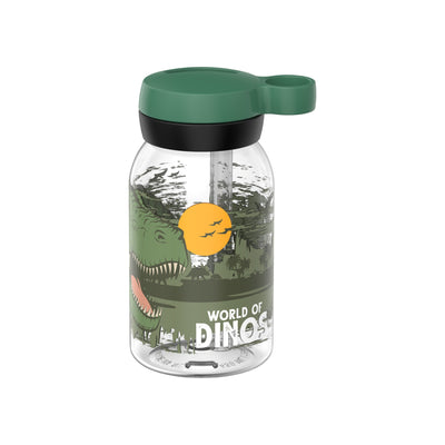 drinkfles met rietje campus 450 ml - dino