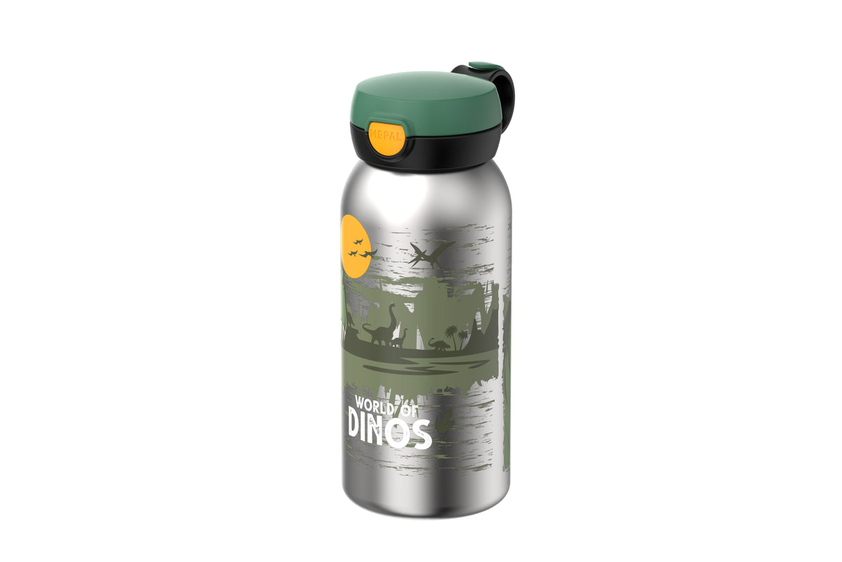 rvs drinkfles met flipdop campus 600 ml - dino
