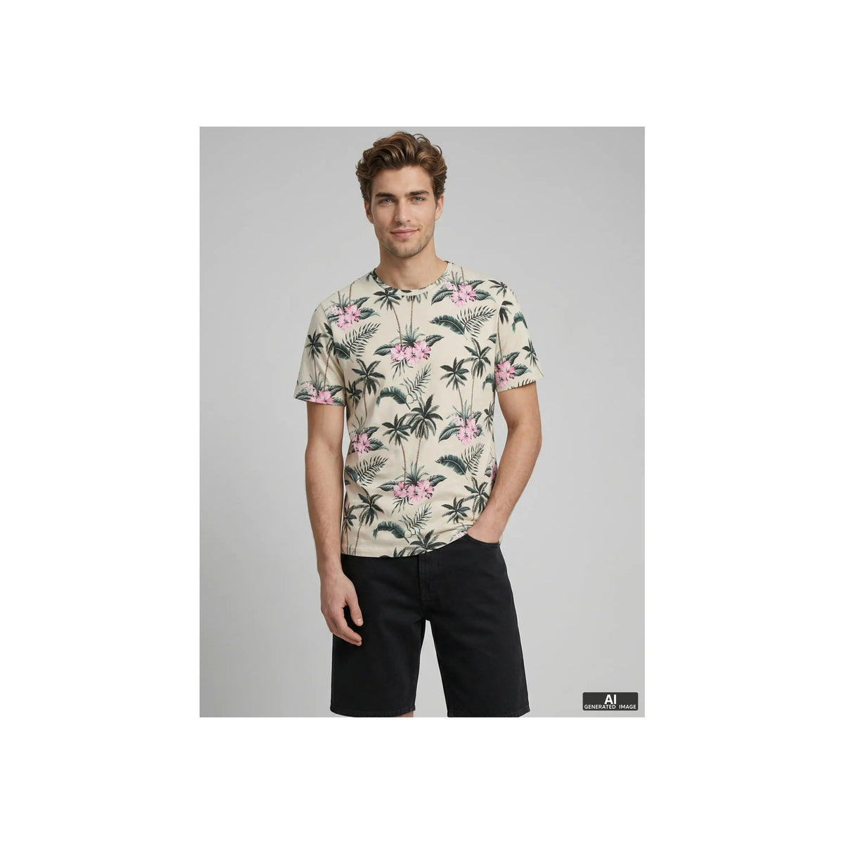 JREBRUSSEL FLOWER AOP SS TEE — Moonbeam