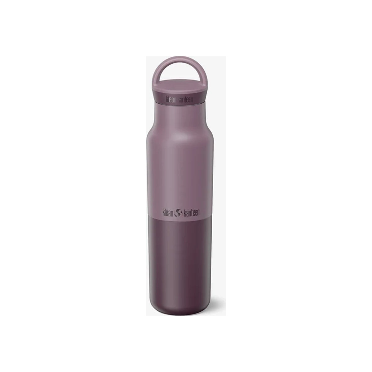 Paarse Klean Kanteen isolerende drinkfles met handgreep en logo, 592ml RVS waterfles