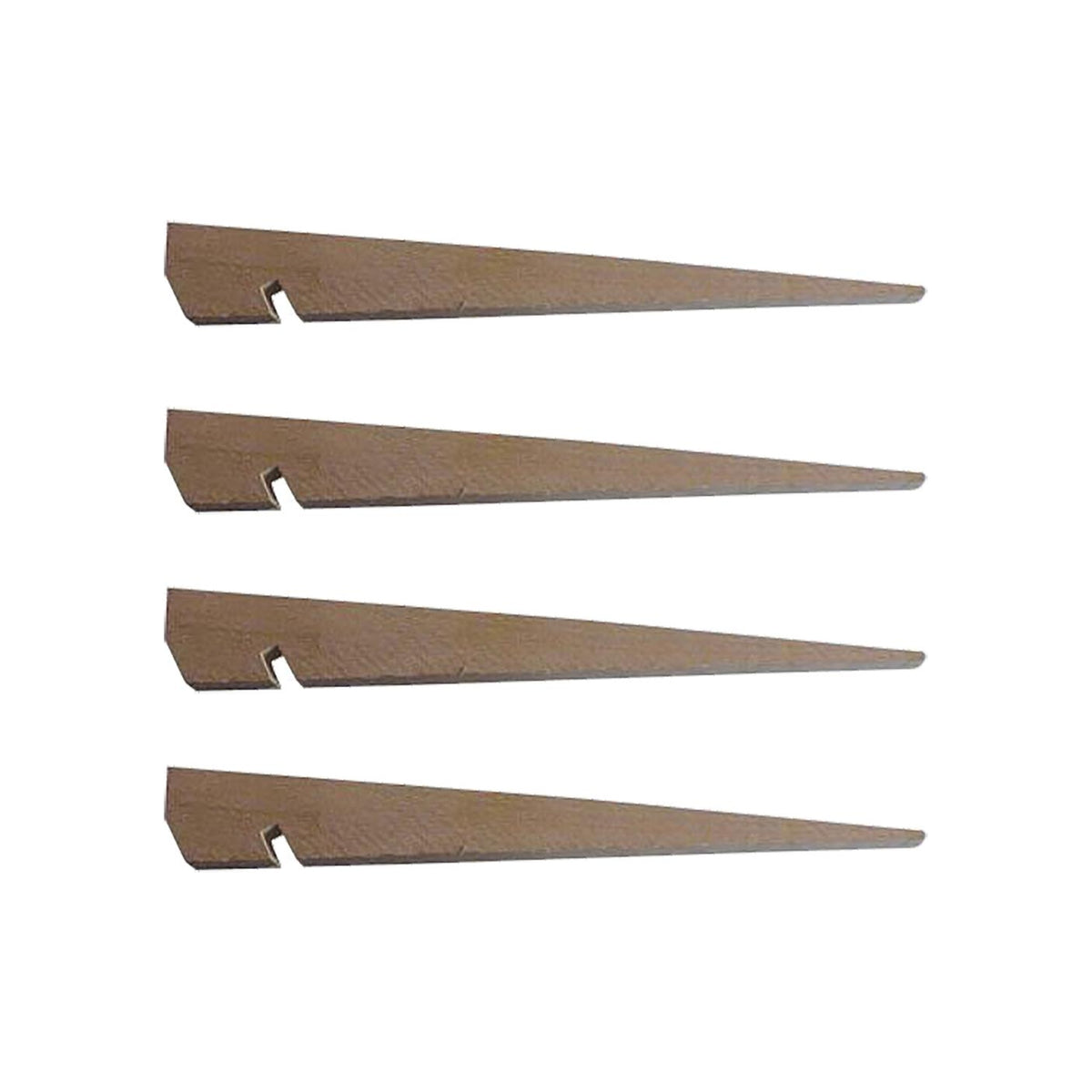 Set van 4 bruine metalen plankendragers met sleuf, draagkrachtige wandbeugels voor planken