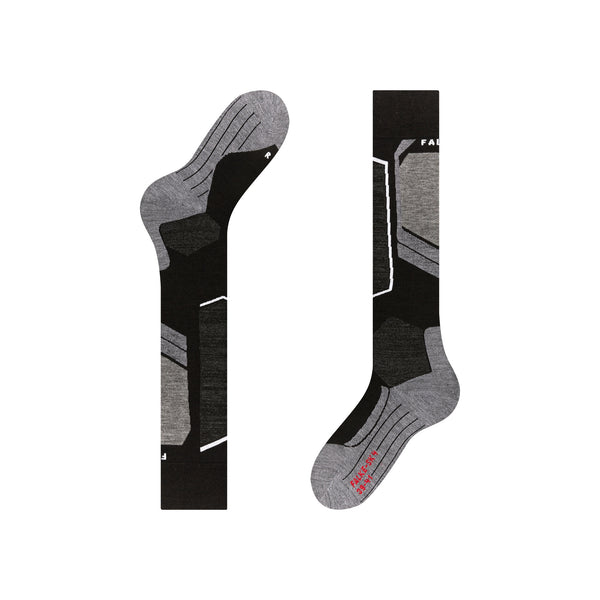 Zwart-grijze technische skisokken met Nike swoosh logo en geribbelde ondersteuning