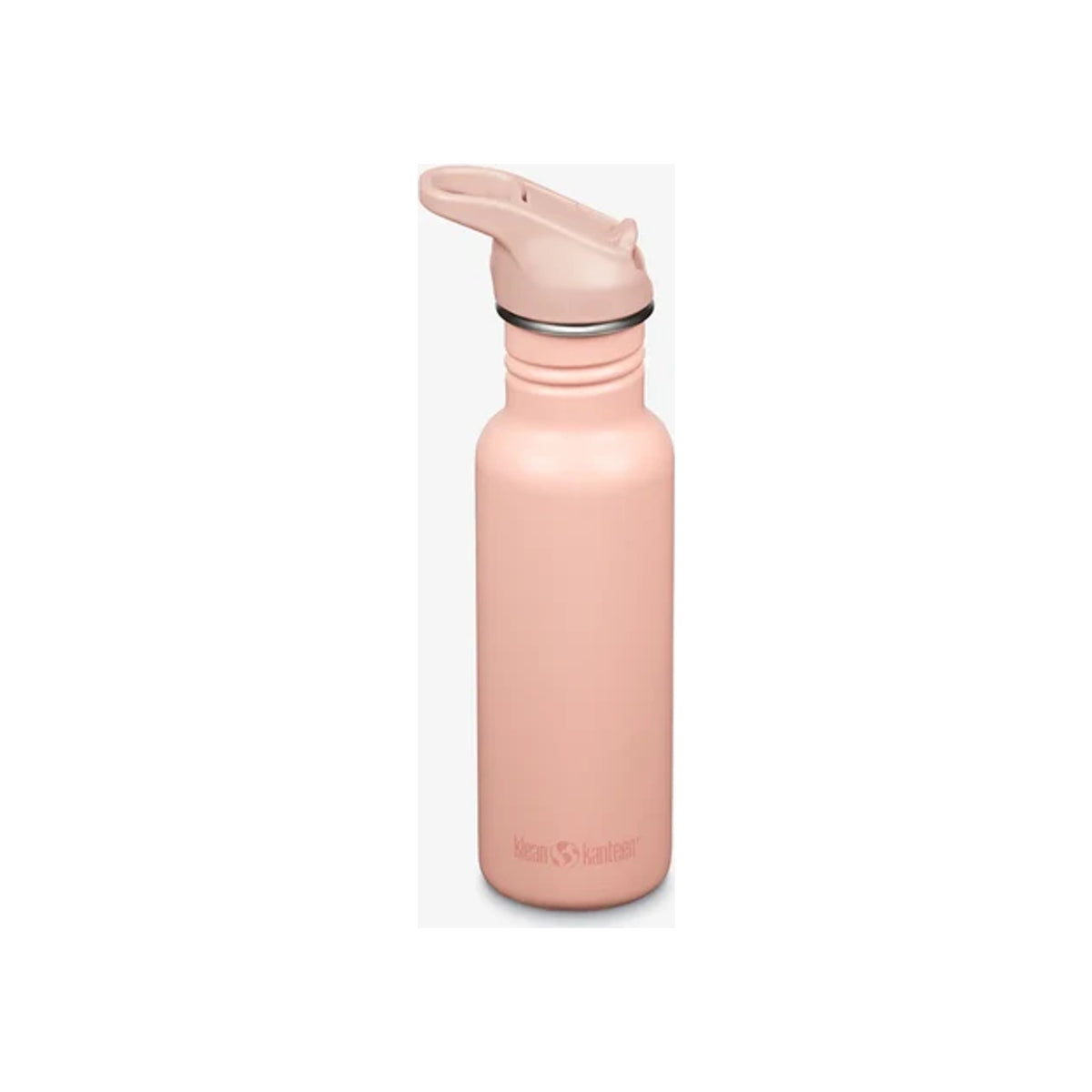 Roze drinkfles met draaistrodop, geïsoleerde waterfles van roestvrij staal