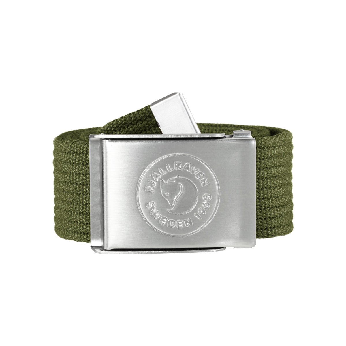 Fjällräven Canvas Money Belt in legergroen met zilveren metalen gesp en logo