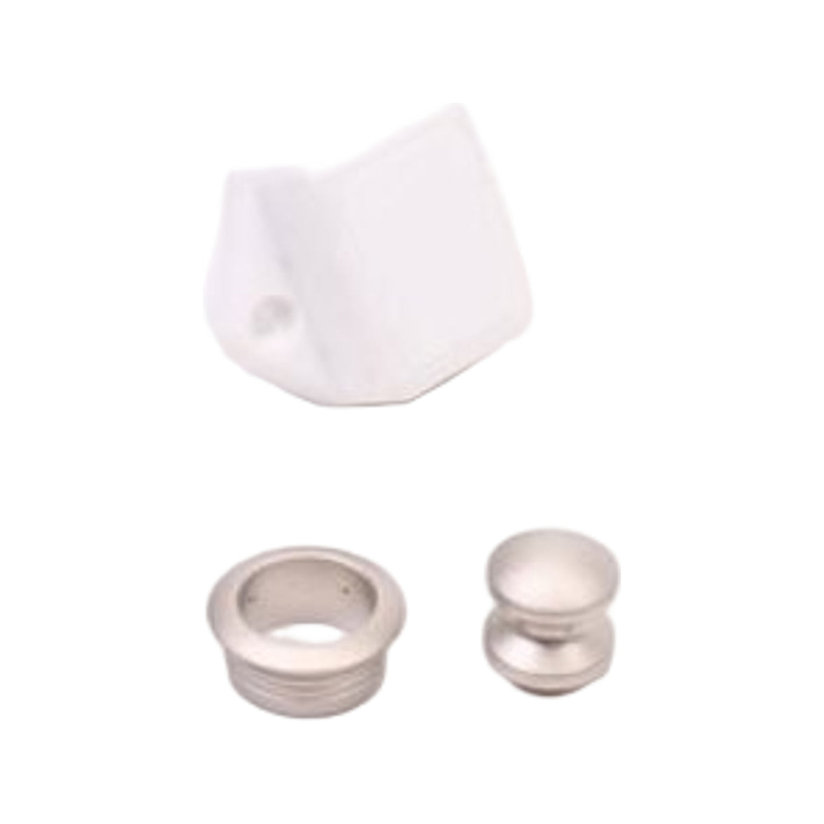 Mini knop+ring zilver mat 2 stuks pushlock