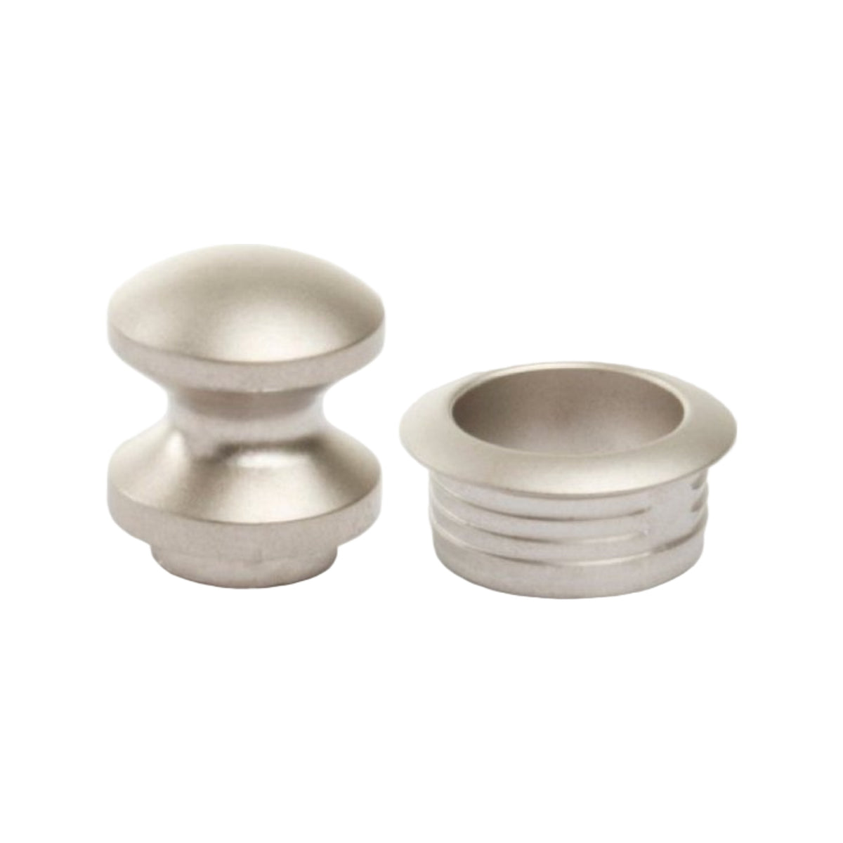 Mini knop+ring zilver mat 2 stuks pushlock