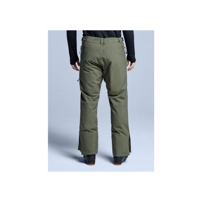 Olijfgroene ski- en snowboardbroek voor heren met zakken, achteraanzicht