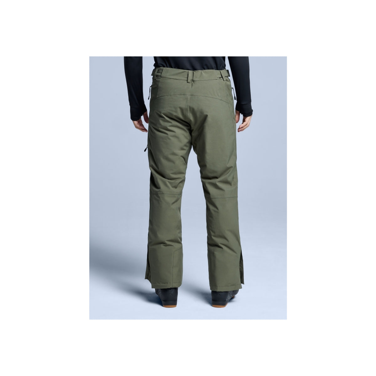 Olijfgroene ski- en snowboardbroek voor heren met zakken, achteraanzicht
