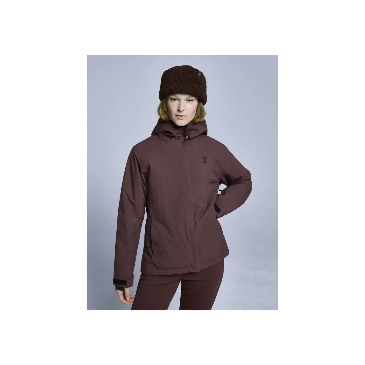 Bordeauxrode waterdichte dames hoodie met capuchon en zakken - technische outdoorjas