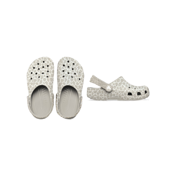 Crocs Classic Animal Glitter Clog K — Almond Tint/Leopard