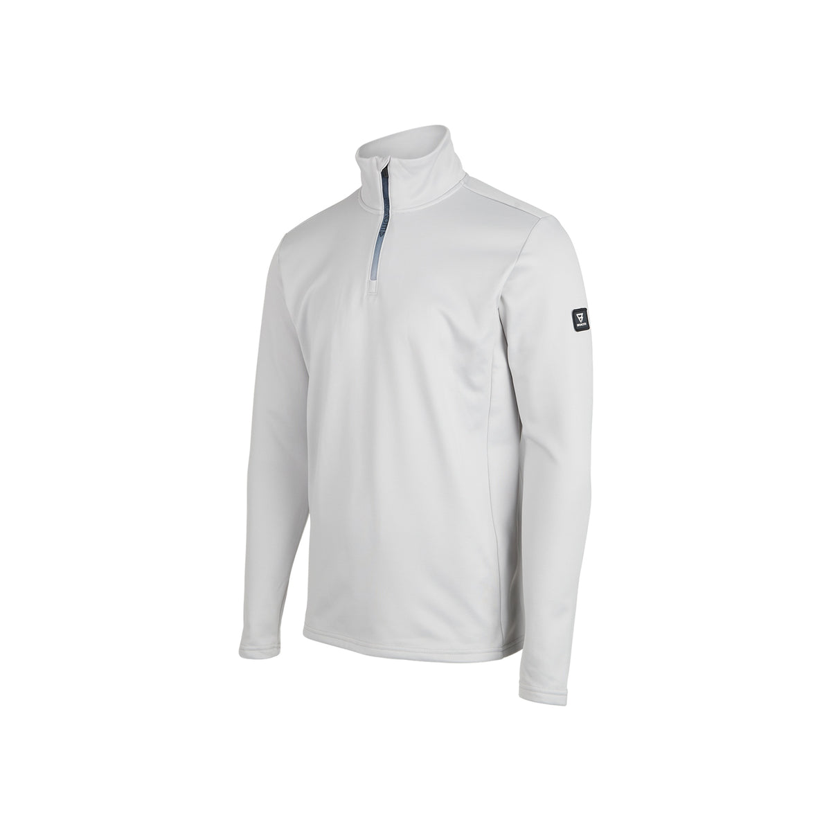Brunotti Heros heren fleece trui wit met ritskraag en mouwlogo - warme skipully voor mannen