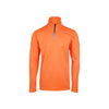 Oranje heren fleece trui met halve rits en opstaande kraag voor outdoor activiteiten