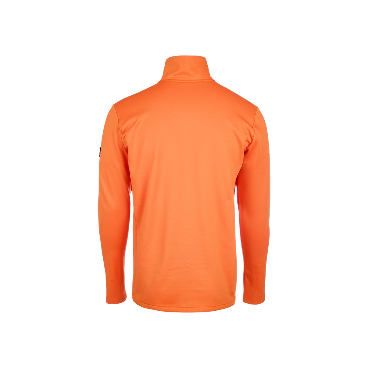 Oranje heren coltrui met lange mouwen, achterkant getoond op witte achtergrond