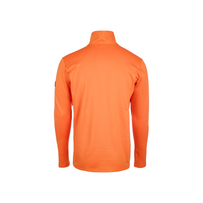 Oranje heren coltrui met lange mouwen, achterkant getoond op witte achtergrond