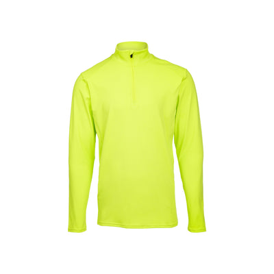 Neon geel shirt met lange mouwen en ritssluiting, sportieve trui voor heren